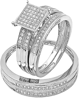 0.27 Carat Diamond Engagement Ring Set in 925 Sterling Silver, Perfect for Men and Women, Classic Square Head Design