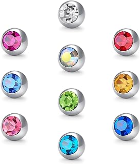 VCMART 14G 5mm 8mm Replacement Balls Externally Threaded Piercing Balls for Tongue Nipple Navel Belly Button Rings Industrial Barbell Piercing Surgical Steel Body Piercing Jewelry Parts