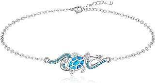 Flamingo Pineapple Dolphin Starfish 7 Chakra Lotus Flower Elephant Tree of Life Sea Turtle Heart Infinity Ankle Bracelets for Women Sterling Silver