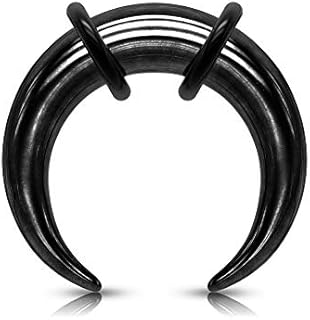 Pierced Owl - 8-14GA Stainless Steel Basic Septum Pincher Nose Ring with 2 Black O-Rings