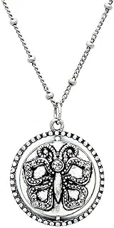 KIS-Jewelry Spinning Pendant Necklace, Brass/Silver Plated - Inspirational Message