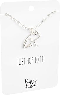 Frog Necklace – Cute Pendant Gift with Message Card “Just Hop To It!”