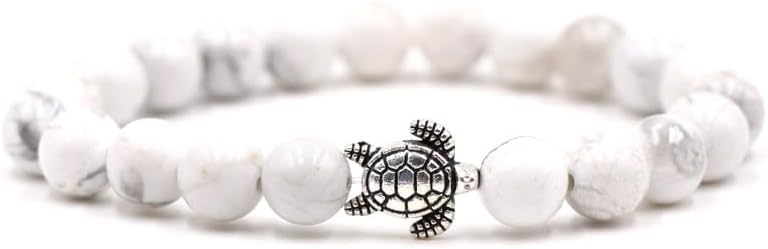 8mm Sea Turtles Beads Bracelet Natutal Stone Gemstone Bracelet Healing Crystal Bracelets Elastic Stretch Bracelet for Women Men