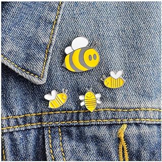 Anglo-Saxon Honey Bee Enamel Lapel Brooches with Pin Clasp for Women and Girls, Cartoon Insect Design, 4-Piece Set, Eco-friendly Alloy Material - Silver