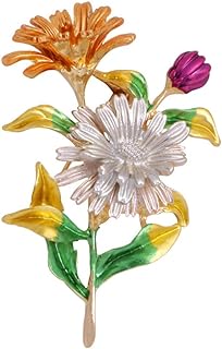 Daisy Flower Brooch Pin for Women，3D Enamel Sunflower Brooch Pin,Charm Sun Flower Coat Collar Brooch for Women Girls