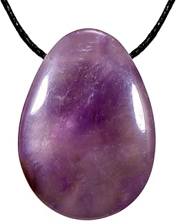 Collier Améthyste Morella Femme avec Pendentif Goutte Pierre Précieuse, Cordon de Tissu 80 cm Ajustable, Idéal pour Tenue Individuelle et Bijoux Chakras