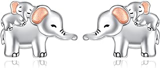 Push Back Sterling Silver Elephant Stud Earrings - Charming Animal Design Jewelry for Women, Ideal Gift for Mothers and Daughters