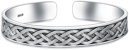 Sterling Silver Bangle Bracelet Celtic Knot Cuff Bracelet for Men
