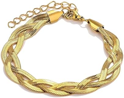 Jude Jewelers Stainless Stee Triple Layers Braided Woven Curb Cuban Chain Bracelet