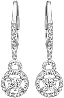 Dazzlingrock Collection 0.50 Carat (ctw) 14K Round Cut White Diamond Ladies Halo Style Dangling Drop Earrings 1/2 CT, White Gold