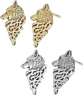 Secure-Push Back Wolf Head Stud Earrings in High-Quality Zinc for Men and Women with Vintage Punk Design