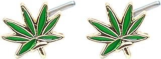 Stainless Steel 420 Leaf Nose Ring and Stud Set, Perfect for 420 Enthusiasts and Minimalist Accessory Lovers