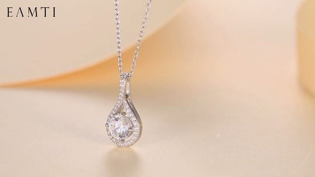 EAMTI 925 Sterling Silver Necklace for Women Cubic Zirconia Round Cut 1.25CT Pendant Necklace Dainty Jewelry Gifts for Women Mother's Day/Birthday/Anniversary Day/Valentine’s Day