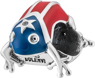 Puerto Rico Flag Coqui Frog Charm Bead 925 Sterling Silver Compatible with Pandora & Similar Charm Bracelets/Necklaces