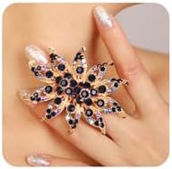 Xerling Big Flower Rhinestone Floral Cocktail Womens Statement Rings Aesthetic for Party Costume Large Chunky Finger Rings for Teens