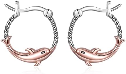 Cat/French Bulldog/Koala/Panda/Elephant/Pig/Penguin/Dolphin/Octopus/Shark/Butterfly/Bat/Hedgehog Earrings for Women Sterling Silver Animal Hoop Earrings Jewelry Gifts for Animal Lovers