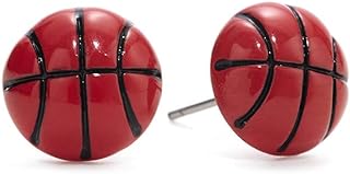 Zinc Push-Back Sports Stud Earrings for Girls, Women, and Sports Fans Featuring Basketball Design - Ideal Gift for Players & Fans