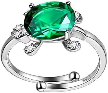 Sea Turtle Cubic Zirconia Engagement Ring in 925 Sterling Silver for Women, Elegant Ocean-Inspired Design