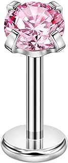 FANSING 1.5mm-4mm Zircon Surgical Steel Cartilage Stud with 18g 5mm 6mm 8mm 10mm Press Fit Threadless Push Pop in Labret Post Lip Forward Helix Conch Piercing Jewelry Tragus Earrings Stud Nose Studs