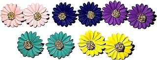 Zhang Trading 5 Pairs Large Daisy Flower Resin/Plastic Stud Earrings for Womens/Girls