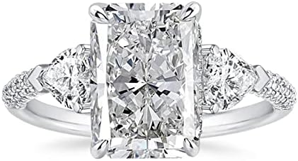 Radiant Cut Cubic Zirconia Engagement Ring in Sterling Silver for Women, Stylish Ring Design with 4.5 Carat Center Stone