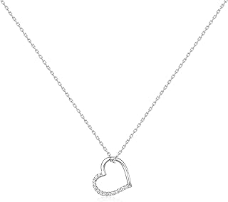 Raelyn&Bev. L'Amour Collection Jewellery, 18” +2” 925 Sterling Silver Heart Pendant Necklace,Choker Necklaces For Women, Girls with Polishing Cloth, Protection Box and Velvet Drawstring Bag