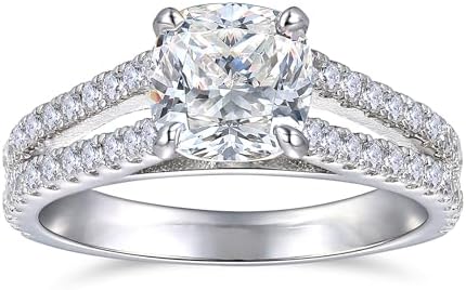 Elegant 2 Carat Cushion Cut Moissanite Engagement Ring in Sterling Silver