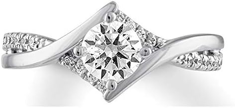 Blocaci 1 Carat Center Round Moissanite Engagement Rings for Women 10k 14k 18k White Gold