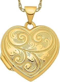 IceCarats 14K White Gold Heart Love Personalized Photo Locket Necklace Charm Pendant