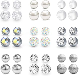 MODRSA 14G Replacement Balls Belly Button Rings Ball 5mm 8mm Externally Threaded Surgical Steel Plastic Pearl for Nipplering Industrial Barbell Tongue Ring Horseshoe Barbell Body Piercing Jewelry