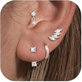 Adramata Boucles d'Oreilles en Argent pour Femmes, Hypoallergéniques et en Acier Inoxydable, de Taille Petite, Idéales pour Tout Âge et Parfaites pour Porter au Quotidien
