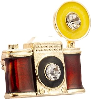 Knighthood Enamel Alloy Suit Brooch with Butterfly Clasp, Retro Camera Design Pin for Men and Women