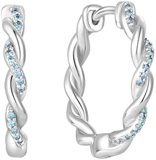 Twisted Rope Hoop Earrings 925 Sterling Silver Huggie Earring Birthstone Jewelry for Women
