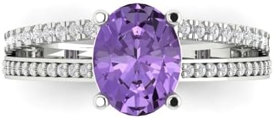 Title: "Elegant 14k White Gold Clara Pucci 3.12ct Oval Cut Alexandrite Engagement Ring with Split Shank Design for Her"