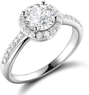 1.36 CT Palladium Engagement Ring with Moissanite for Women, 18K Gold Plated Silver, Twisted Round Design, Anniversary Gift