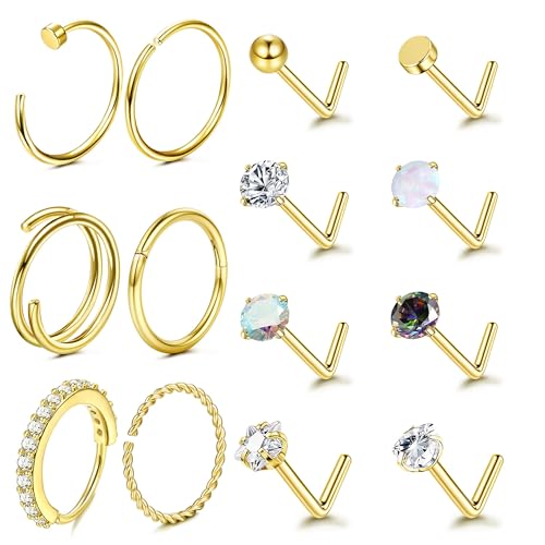 thumbnail image 2 of Thunaraz Surgical Steel Nose Rings - 16G/18G Hinged Clicker Hoops, 16 Colors, Hypoallergenic Septum & Cartilage Jewelry 2 of 9