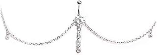 Eyraevor Women Sexy Rhinestone Dangle Belly Button Ring With Waist Chain Crystal Drop Pendant Navel Piercing Body Jewelry