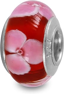 Galaxy Gold GG Genuine Murano Glass Charm Fit Pandora Charm Bracelets,925 Sterling Silver Colored Swirl Rainbow Flower Charm Original Glass Bead for Bracelet and Necklace