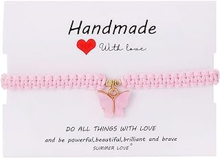 Handmade Butterfly Charm Bracelet for Women with Braided Chain and Unique Clasp by Tenghong 2021 - Perfect for Birthday & Friendship Gifts