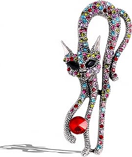 HAFILO Strange vintage cat brooch pins for women colorful crystal rhinestones elegant brooches pin for men fashion