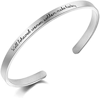 Memgift Inspirational Bracelet for Women Motivational Mantra Cuff Jewelry Stainless Steel Birthday Graduation Gifts