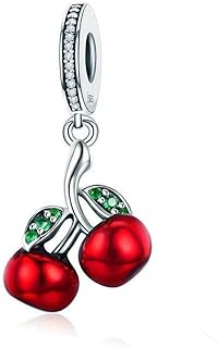 ABAOLA Cherry Dangle 925 Sterling Silver Fruit Charm Beads for Fashion Charms Bracelet & Necklace