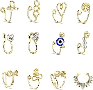 African Nose Cuff Non Piercing, Fake Nose Ring for Women, Nose Rings Hoop, Nose Ring Cuff Heart, Clip on Nose Ring