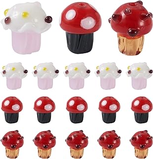 FASHEWELRY Glass Bead Christmas Bracelet in Handcrafted Lampwork Style with Unique Mushroom Design