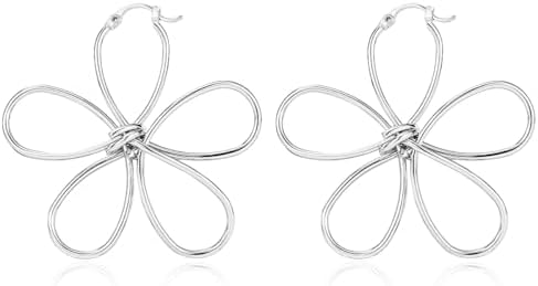 KELMALL Large Wire Frame Flower Hoops Earring for Women Big Lines Blossom Exaggerate Hoop Earrings Lightweight Hypoallergenic