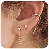 Stud Earrings for Women Dainty Gold Earrings|14k Gold Cartilage Earring Hypoallergenic|Flat Back Earring Set for Multiple Piercing Small Hoop Earrings Gift for Her