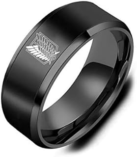 Wings of Freedom Ring, Logo Stainless Steel Ring for Men Wings of Liberty Ring Finger Ring Wedding Band Anime Ring Fashion Jewelry for Men Boys