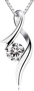 B.Catcher Collier en Argent 925 avec Pendentif Diamanté, Zircon Cubique 5A, Taille 21mm x 8mm pour Femmes. Idéal pour Mariages et Anniversaires, Cadeau Raffiné et Élégant