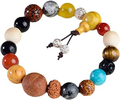 Sandalwood Bead Bracelet with Wooden Chain, Unisex Design for Men and Women in Traditional Chinese 18 Bead Shape - Ideal Good Luck Gift
