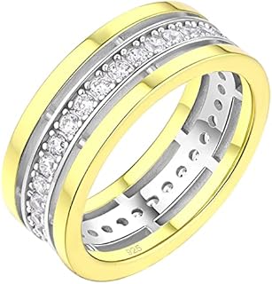 Sturdy 925 Sterling Silver Police Wedding Rings with Sparkling 5A Cubic Zirconia for Men - 14K White Gold Plated & Timeless Round Design - Size 9